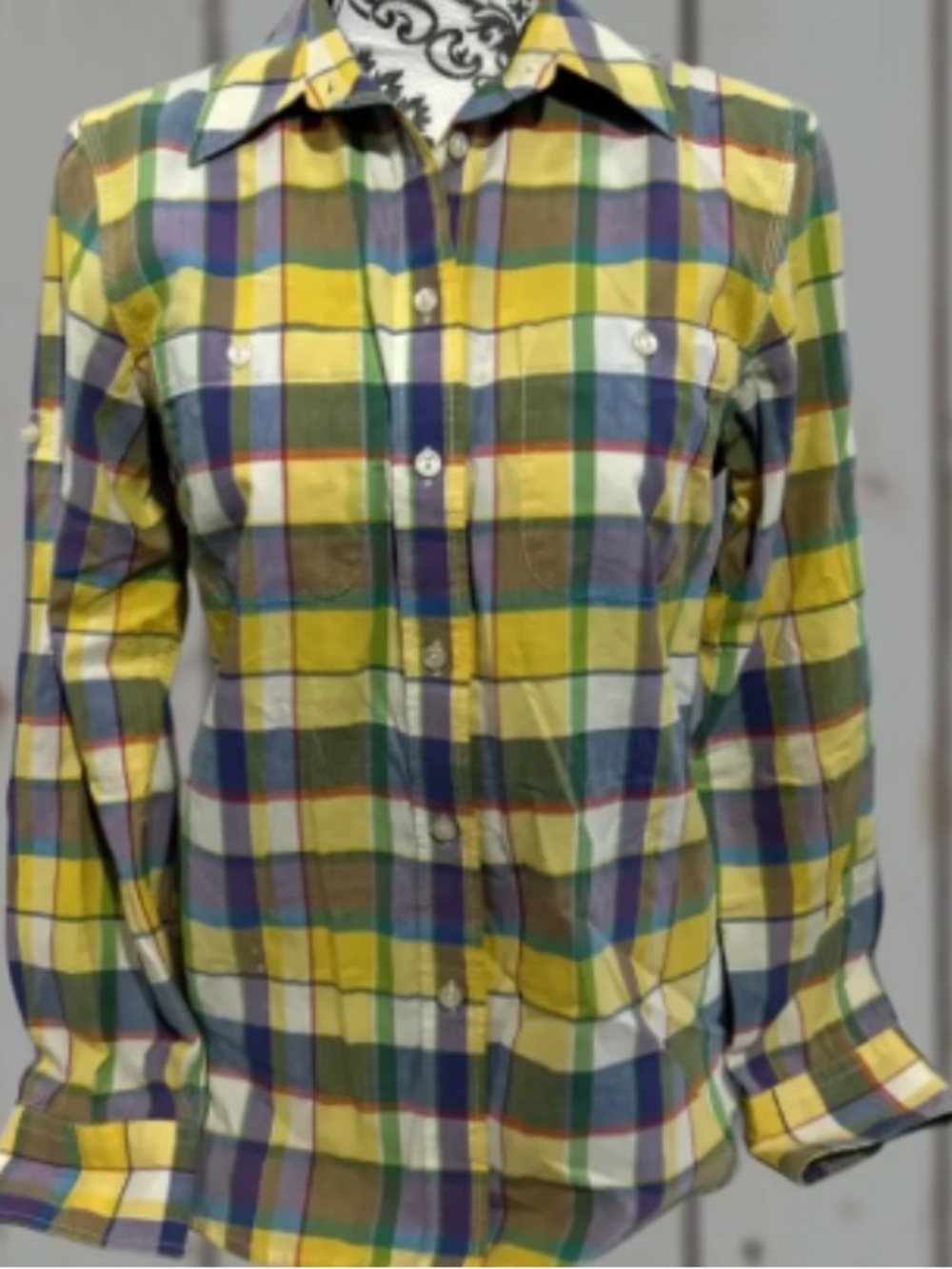 Ralph Lauren Yellow Multicolor Plaid Button-Down Shirt